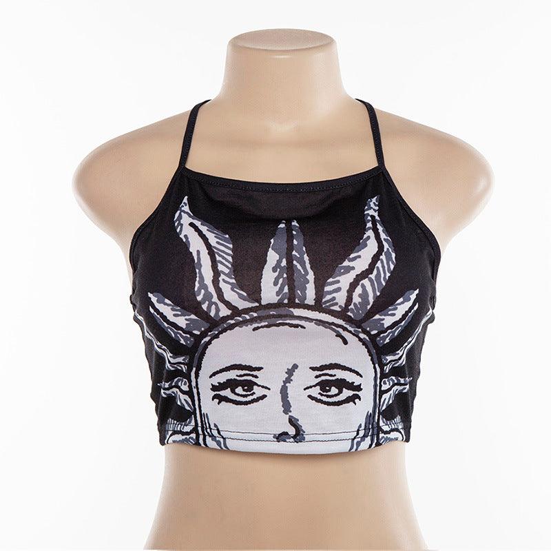 KittenAlarm - Makaila Spagheti Strap Printed Tank Top
