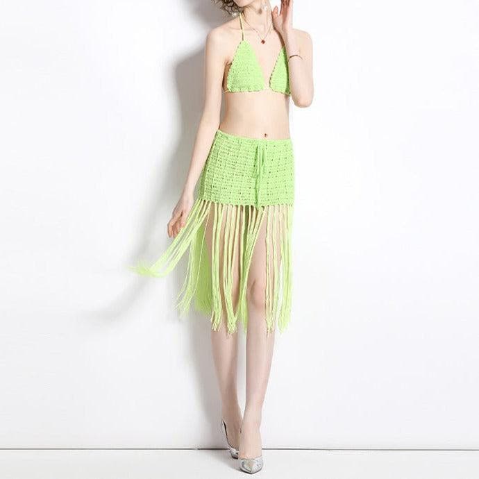 KittenAlarm - Marcela Crochet Tassel Skirt Set