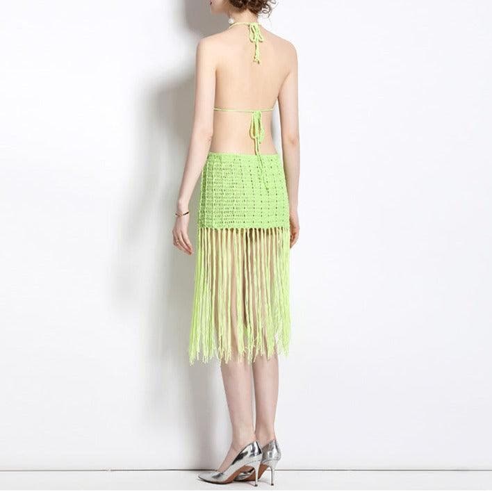 KittenAlarm - Marcela Crochet Tassel Skirt Set