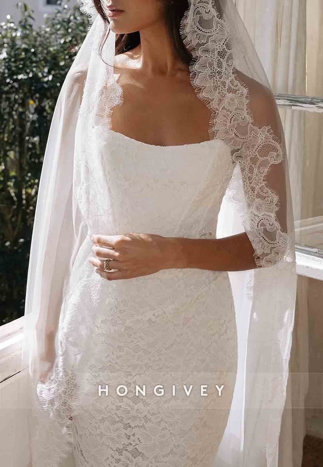 Lace Strapless Court Train Flowers Sleeveless Mermaid Wedding Dresses