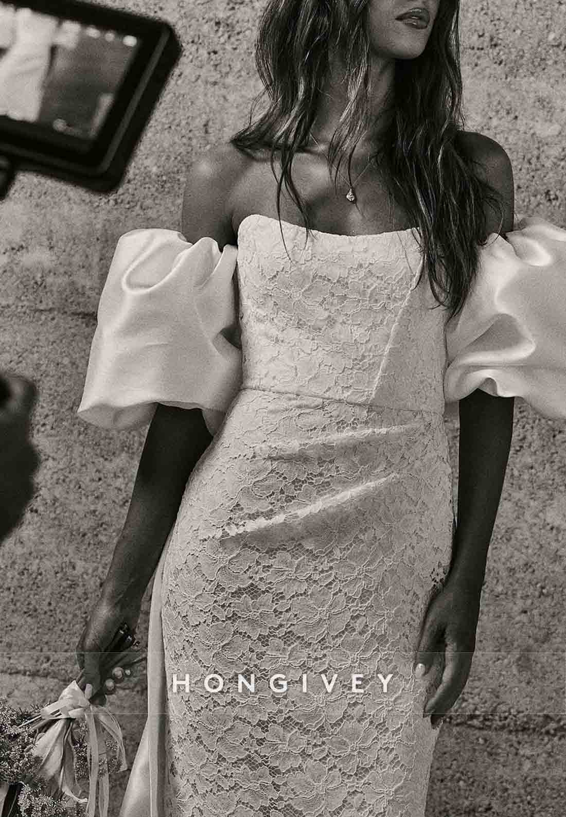 Lace Strapless Court Train Flowers Sleeveless Mermaid Wedding Dresses