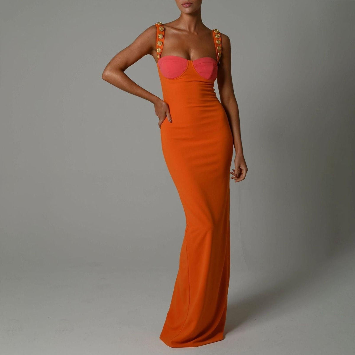 KittenAlarm - Meghan Patchwork Back Slit Maxi Dress