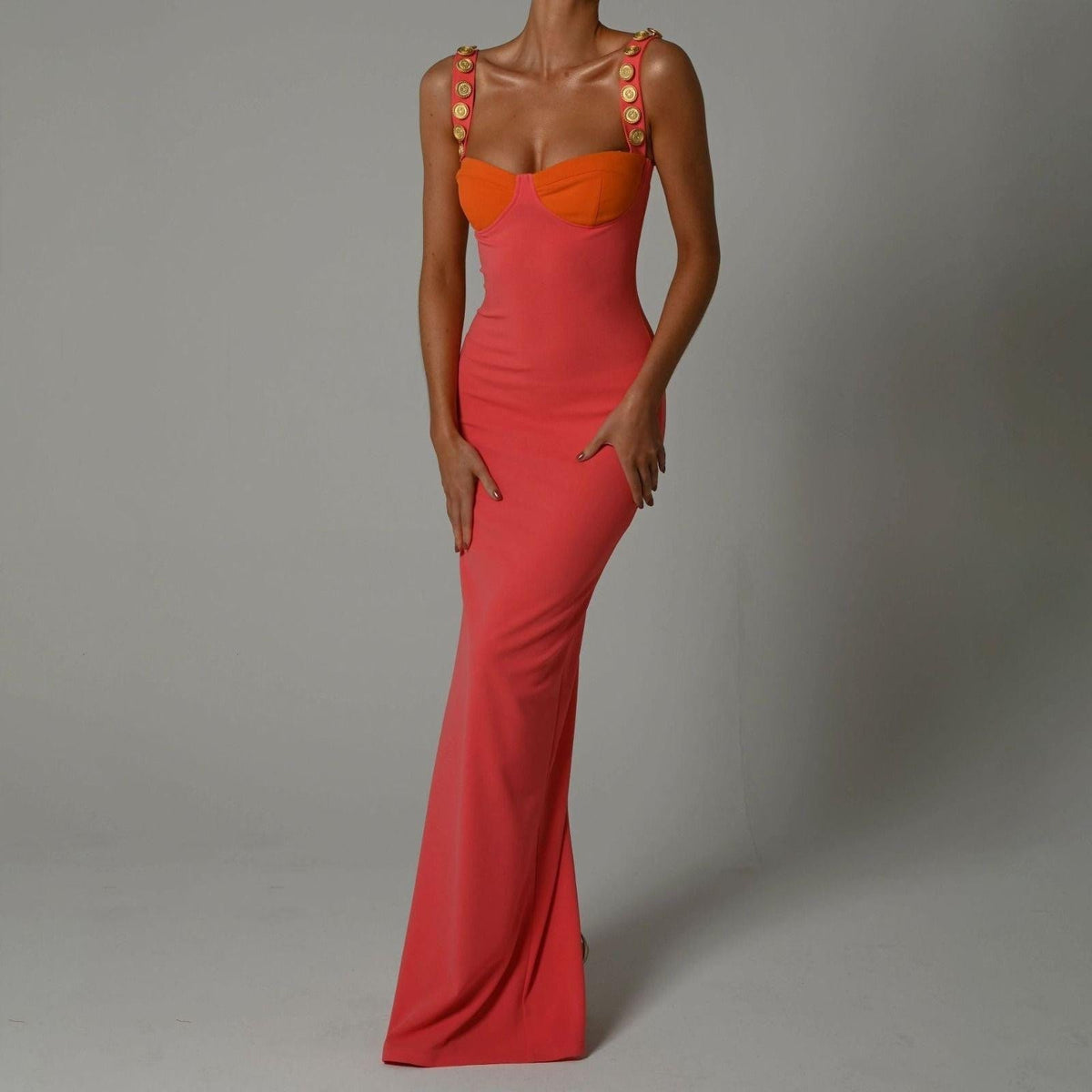 KittenAlarm - Meghan Patchwork Back Slit Maxi Dress