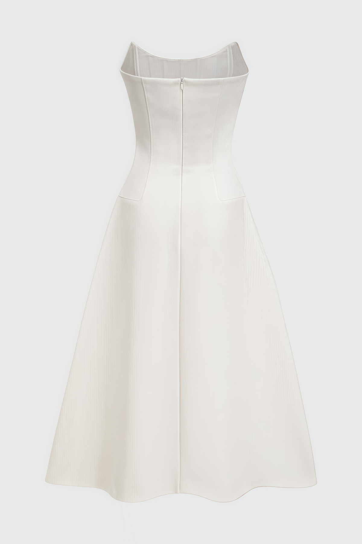 Strapless Beaded Fan Bodice A-Line Midi Dress - View 7