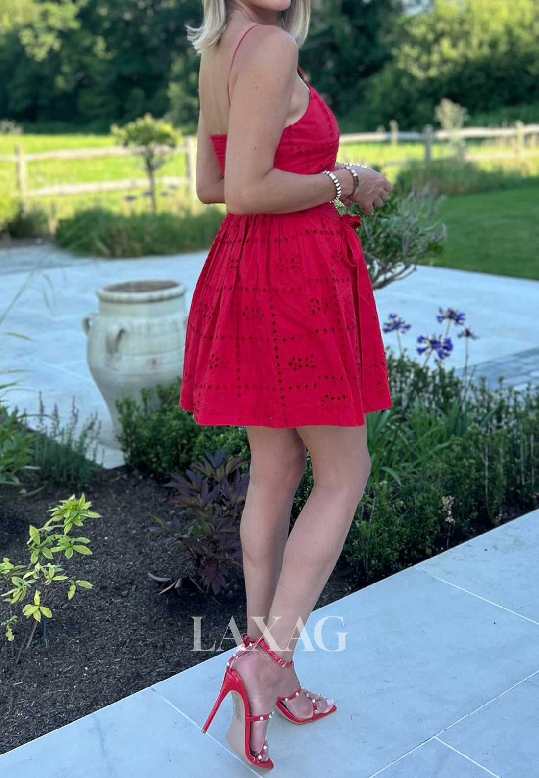 Scoop-Neck Spaghetti Straps Off-Shoulder Pleated Satin A-Line Party Homecoming Dress