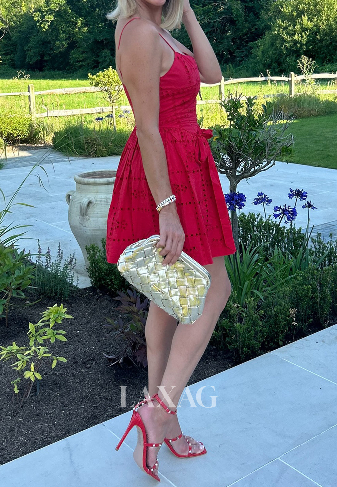 Scoop-Neck Spaghetti Straps Off-Shoulder Pleated Satin A-Line Party Homecoming Dress