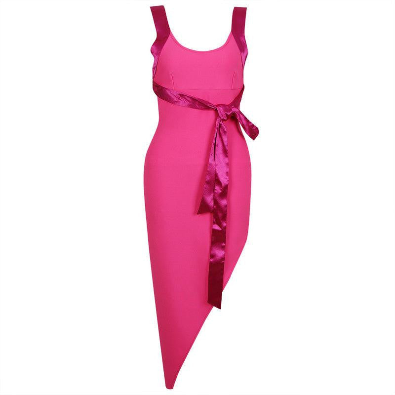 Scoop Neck Sleeveless Belted Bodycon Mini Dress
