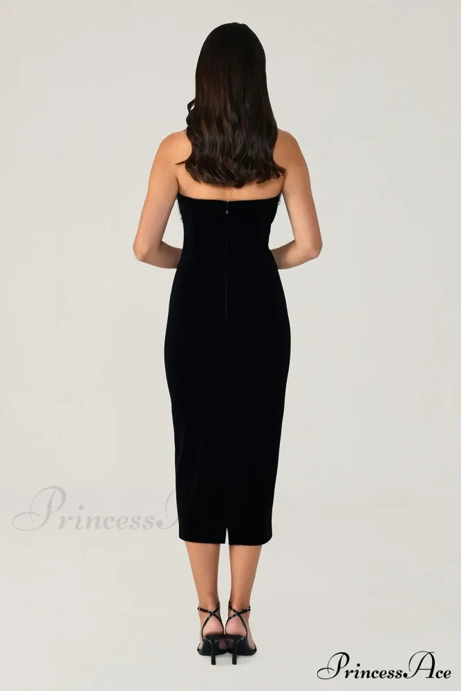 Metal Chain Black Bandage Party Dress