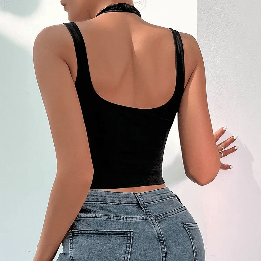 KittenAlarm - Minnie Mesh Panel Crop Bustier Camisole Top