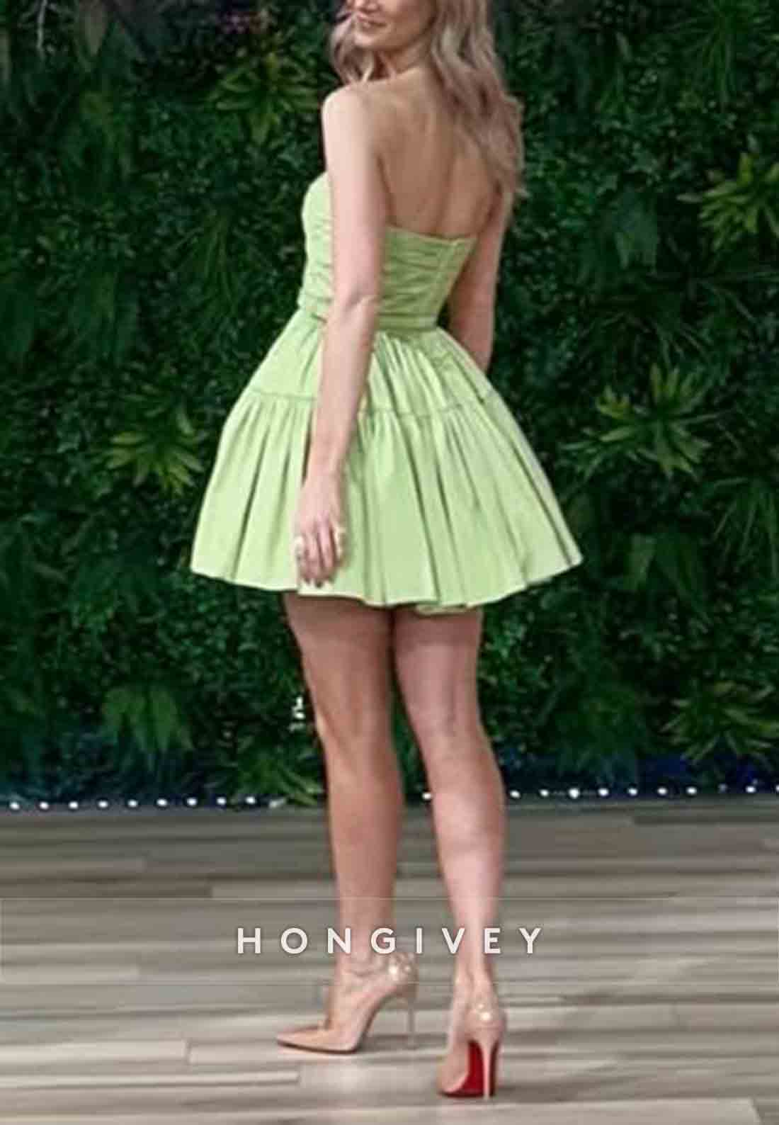 Strapless Low Back A-Line Pleated Sleeveless Sweetheart Short Homecoming Dresses