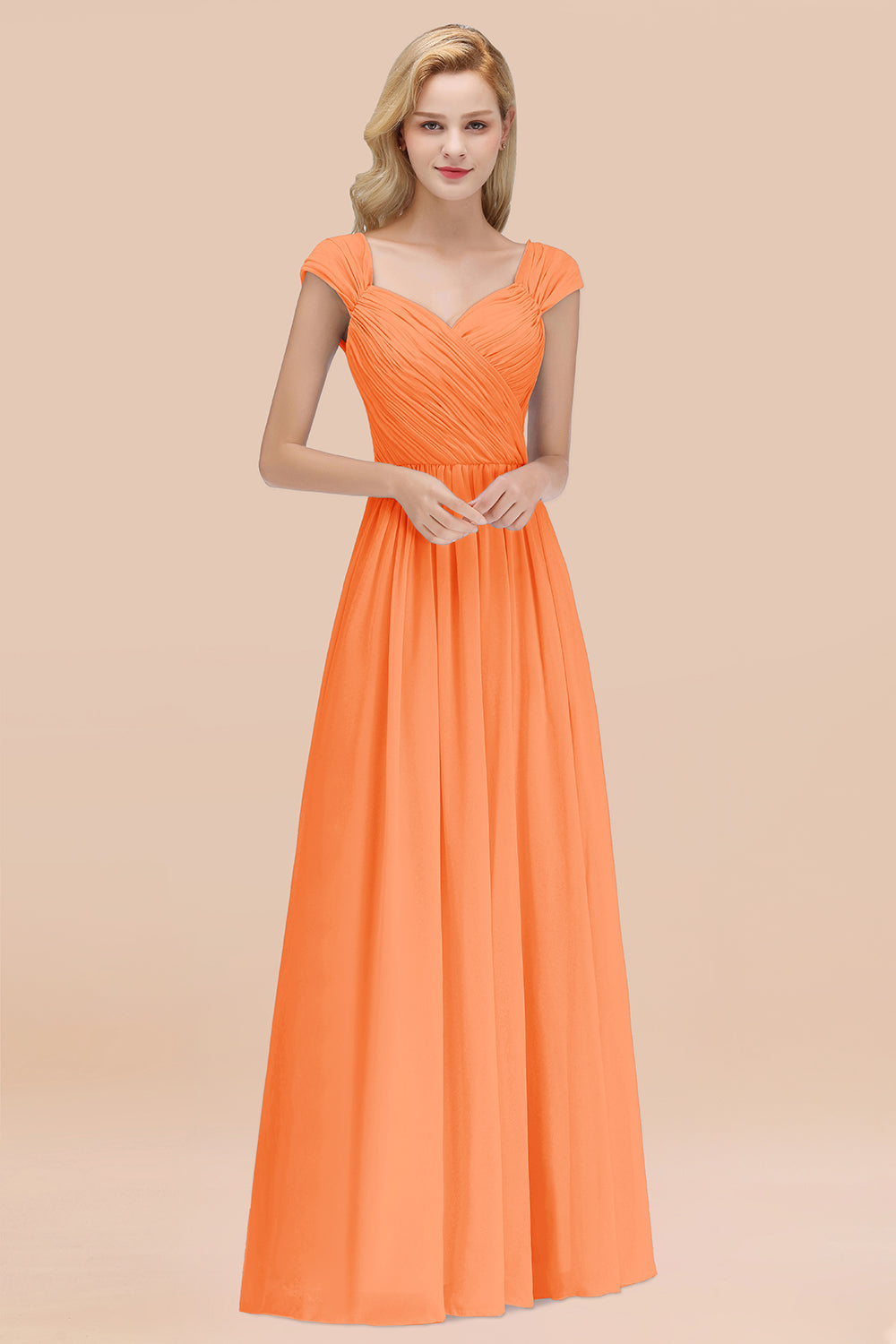 Modest Chiffon Sweetheart Sleeveless Affordable Bridesmaid dresses with Ruffles - Fashionpara