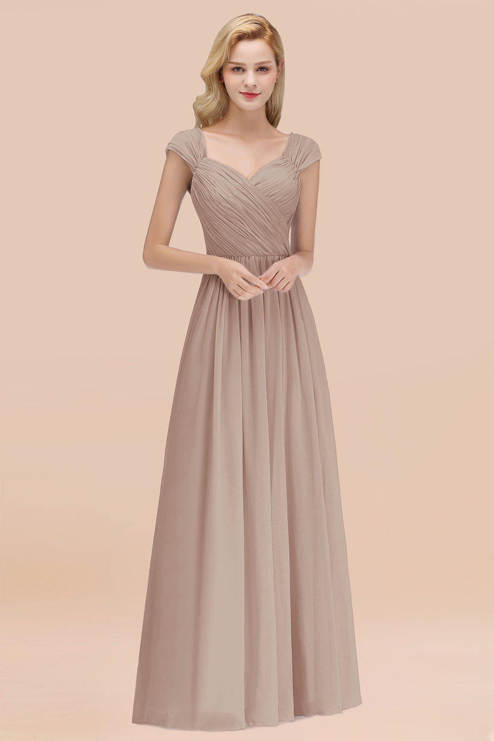 Modest Chiffon Sweetheart Sleeveless Affordable Bridesmaid dresses with Ruffles - Fashionpara
