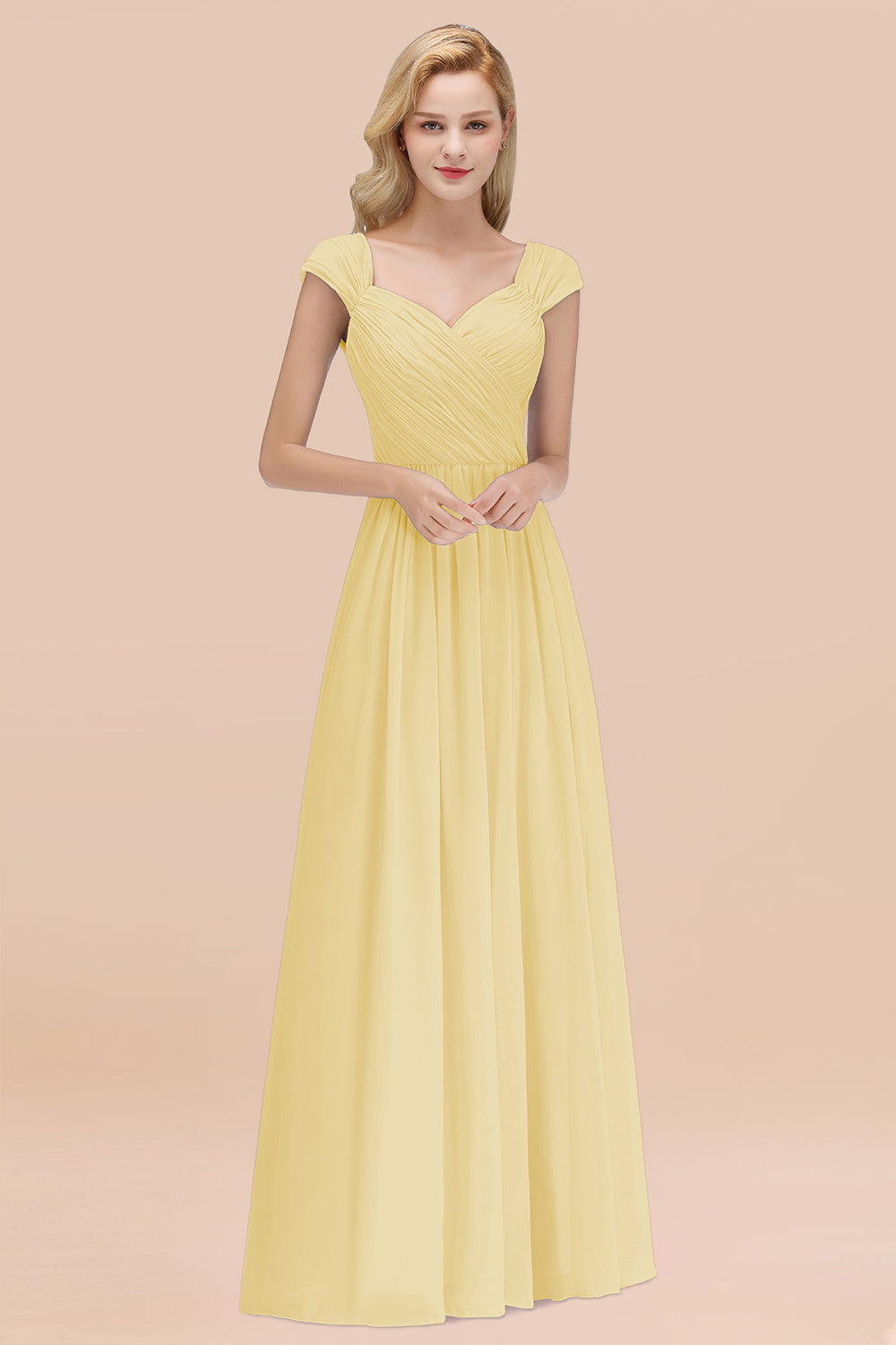 Modest Chiffon Sweetheart Sleeveless Affordable Bridesmaid dresses with Ruffles - Fashionpara