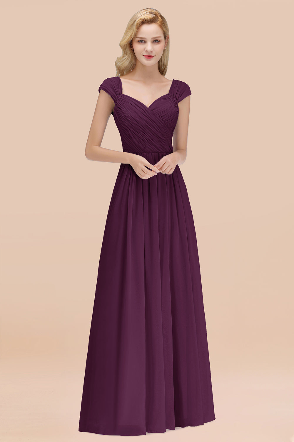 Modest Chiffon Sweetheart Sleeveless Affordable Bridesmaid dresses with Ruffles - Fashionpara