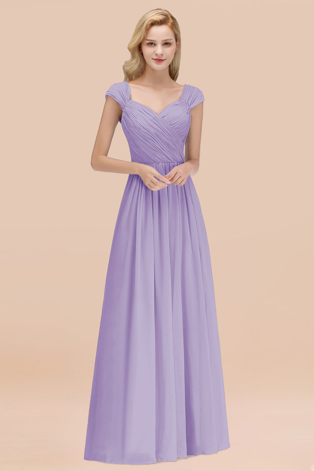 Modest Chiffon Sweetheart Sleeveless Affordable Bridesmaid dresses with Ruffles - Fashionpara