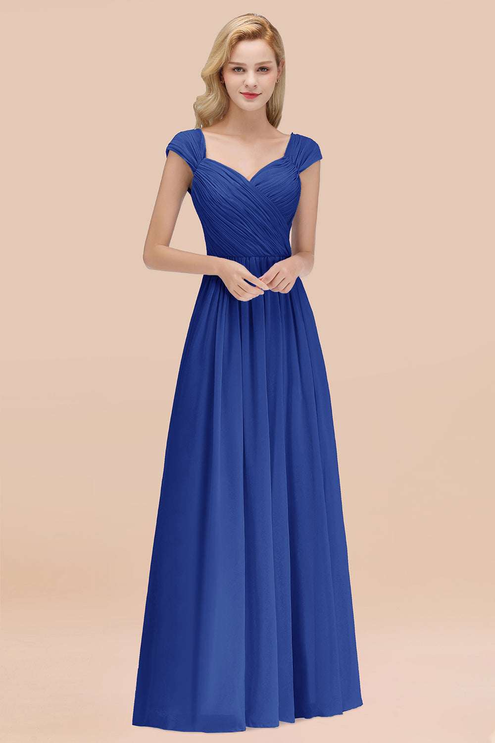 Modest Chiffon Sweetheart Sleeveless Affordable Bridesmaid dresses with Ruffles - Fashionpara