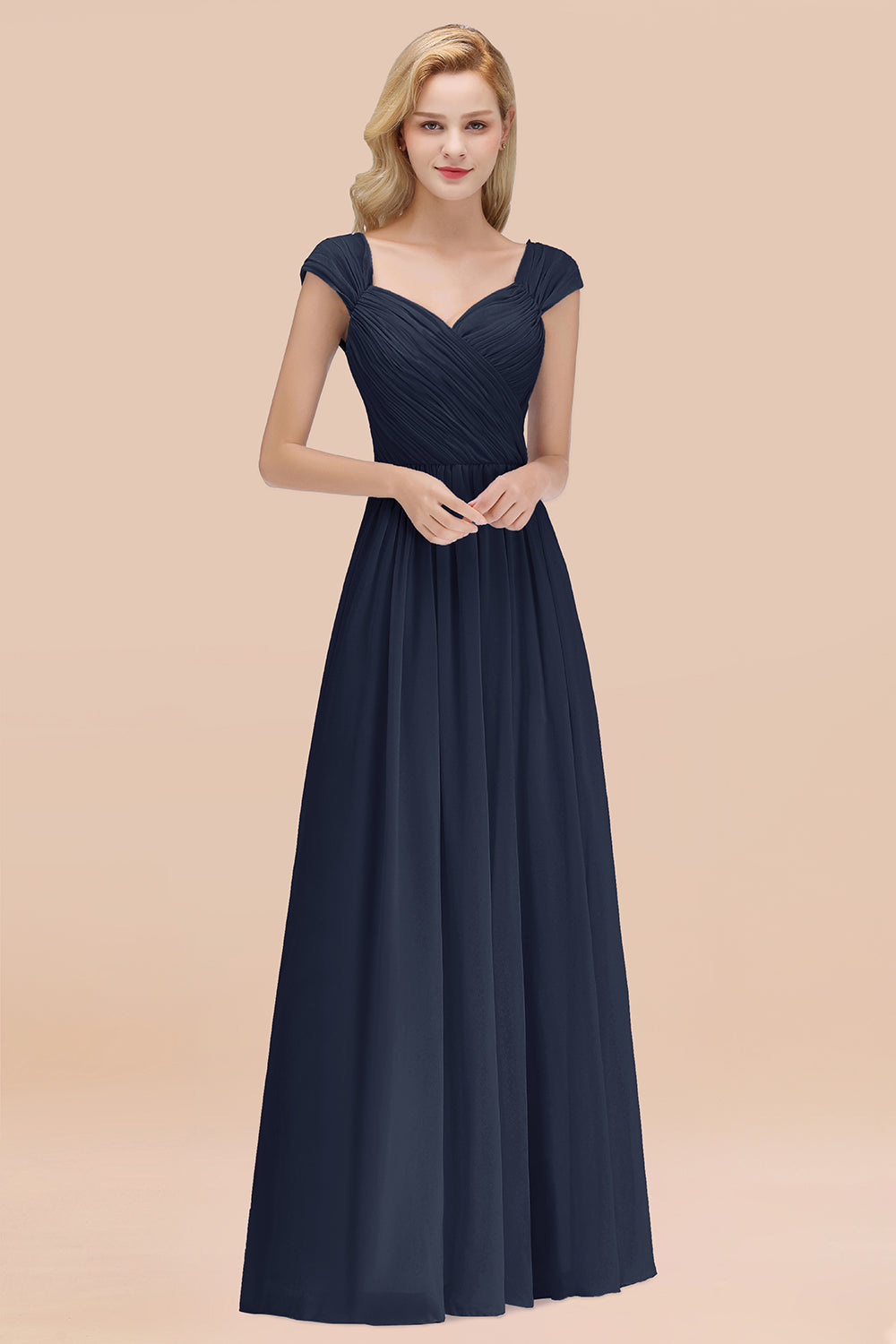 Modest Chiffon Sweetheart Sleeveless Affordable Bridesmaid dresses with Ruffles - Fashionpara