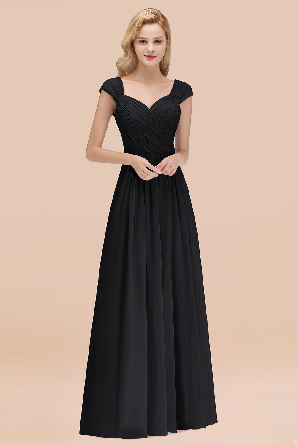 Modest Chiffon Sweetheart Sleeveless Affordable Bridesmaid dresses with Ruffles - Fashionpara