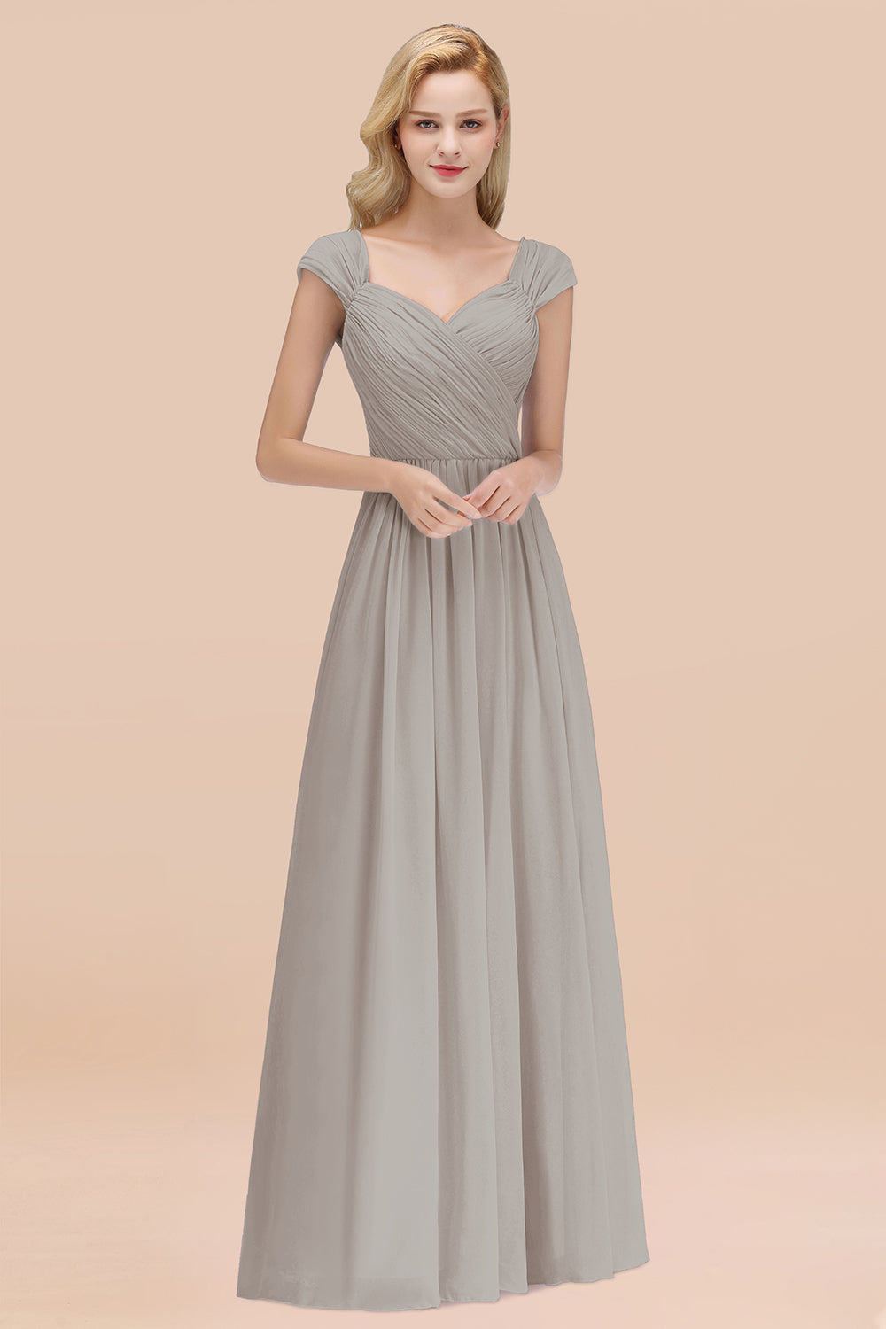 Modest Chiffon Sweetheart Sleeveless Affordable Bridesmaid dresses with Ruffles - Fashionpara