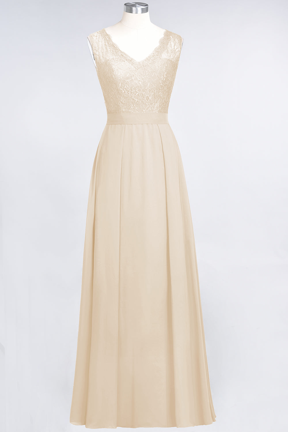 Modest Chiffon V-Neck Burgundy Lace Bridesmaid dresses - Fashionpara