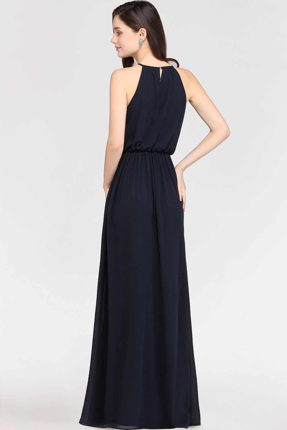Modest High-Neck Halter Chiffon Junior Bridesmaid Dresses Affordable - Fashionpara
