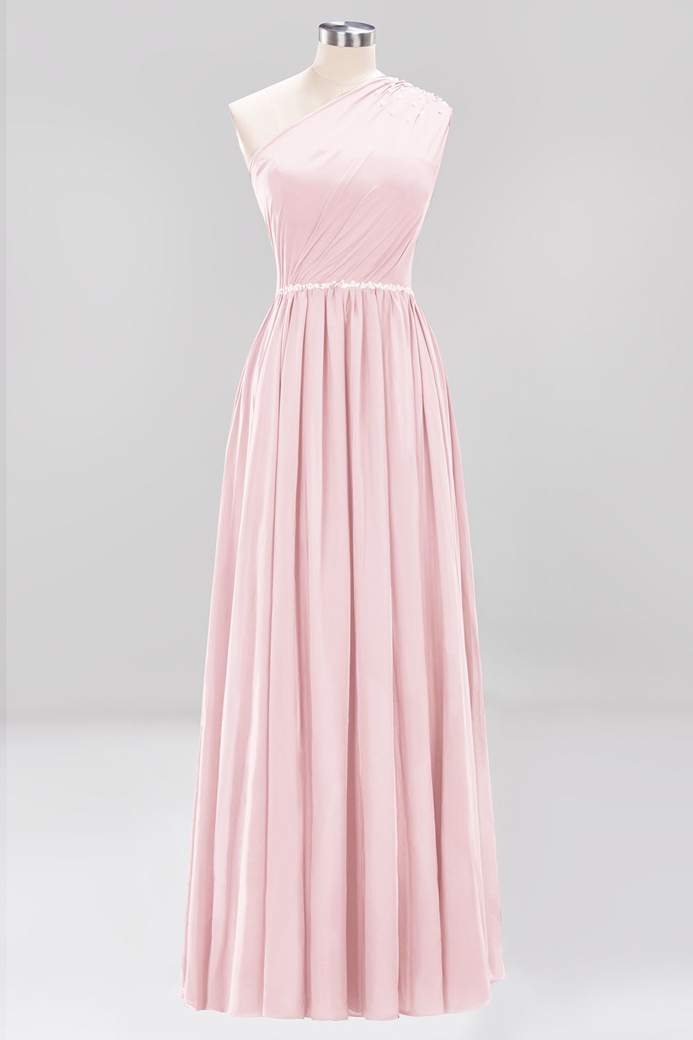 Modest One-shoulder Royal Blue Affordable Bridesmaid Dresses with Beadings - Fashionpara
