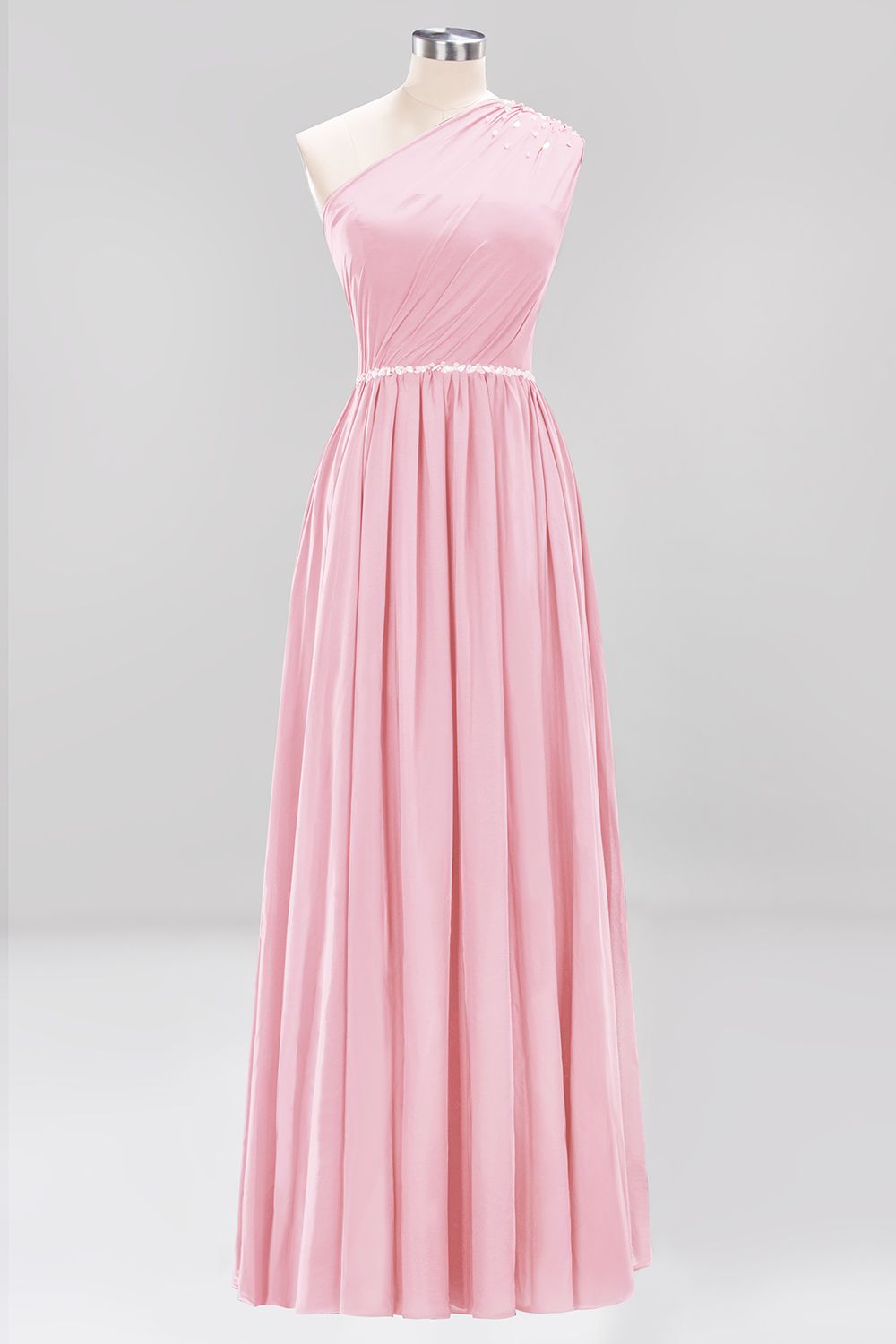 Modest One-shoulder Royal Blue Affordable Bridesmaid Dresses with Beadings - Fashionpara
