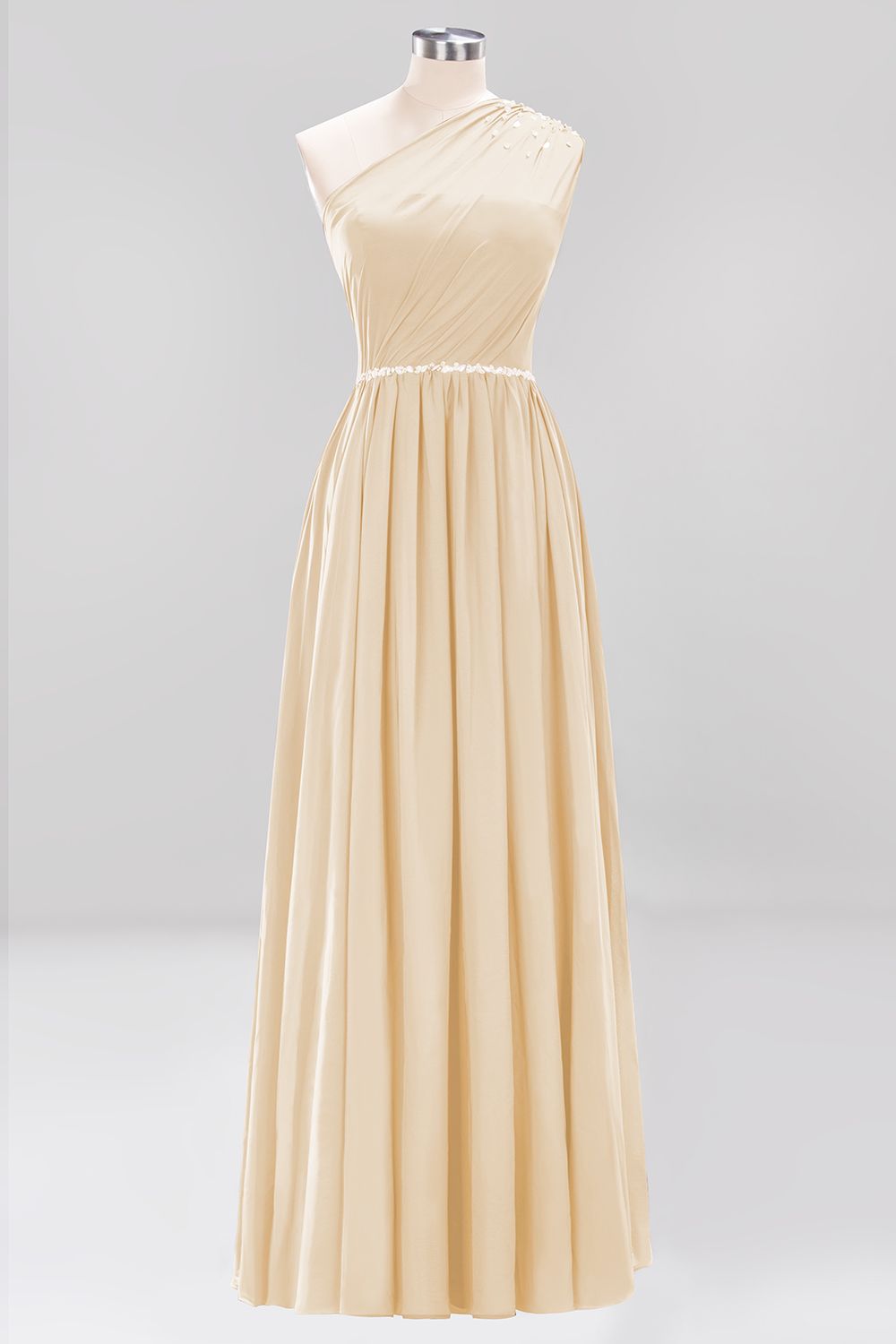 Modest One-shoulder Royal Blue Affordable Bridesmaid Dresses with Beadings - Fashionpara