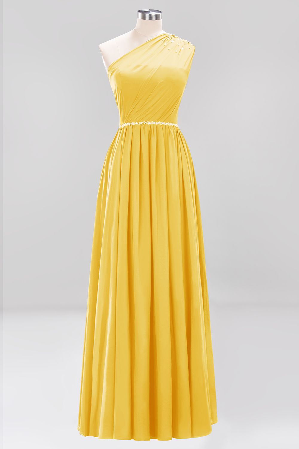 Modest One-shoulder Royal Blue Affordable Bridesmaid Dresses with Beadings - Fashionpara