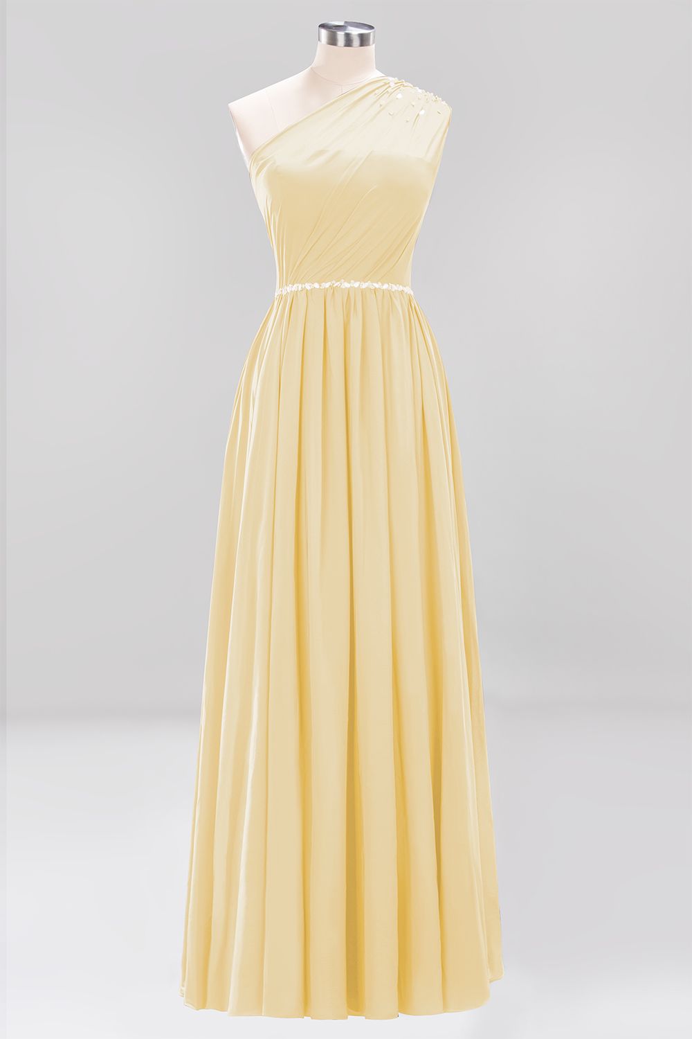 Modest One-shoulder Royal Blue Affordable Bridesmaid Dresses with Beadings - Fashionpara