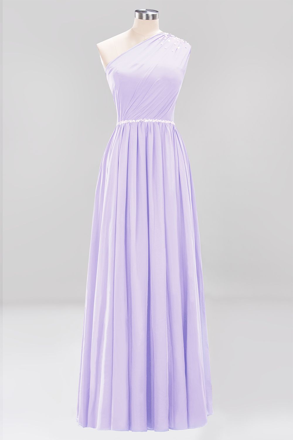 Modest One-shoulder Royal Blue Affordable Bridesmaid Dresses with Beadings - Fashionpara
