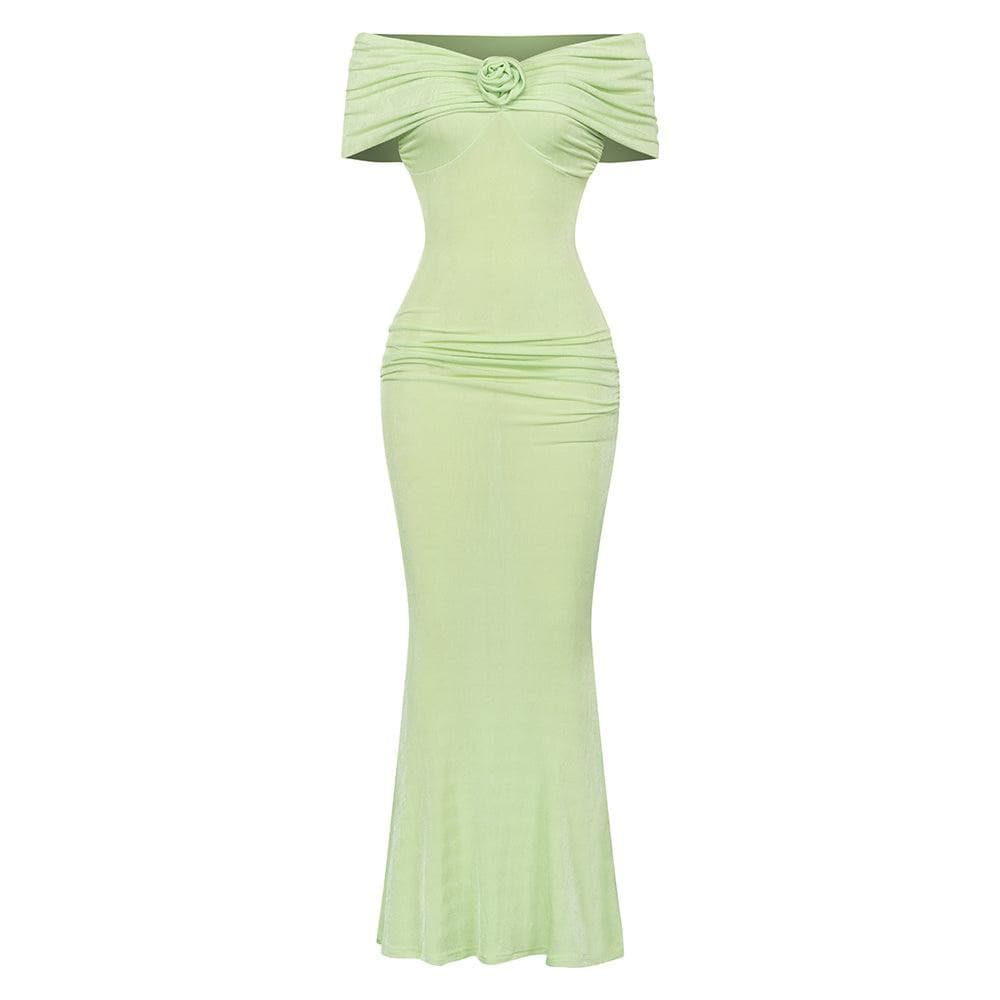 KittenAlarm - Molly Off Shoulder Solid Maxi Dress