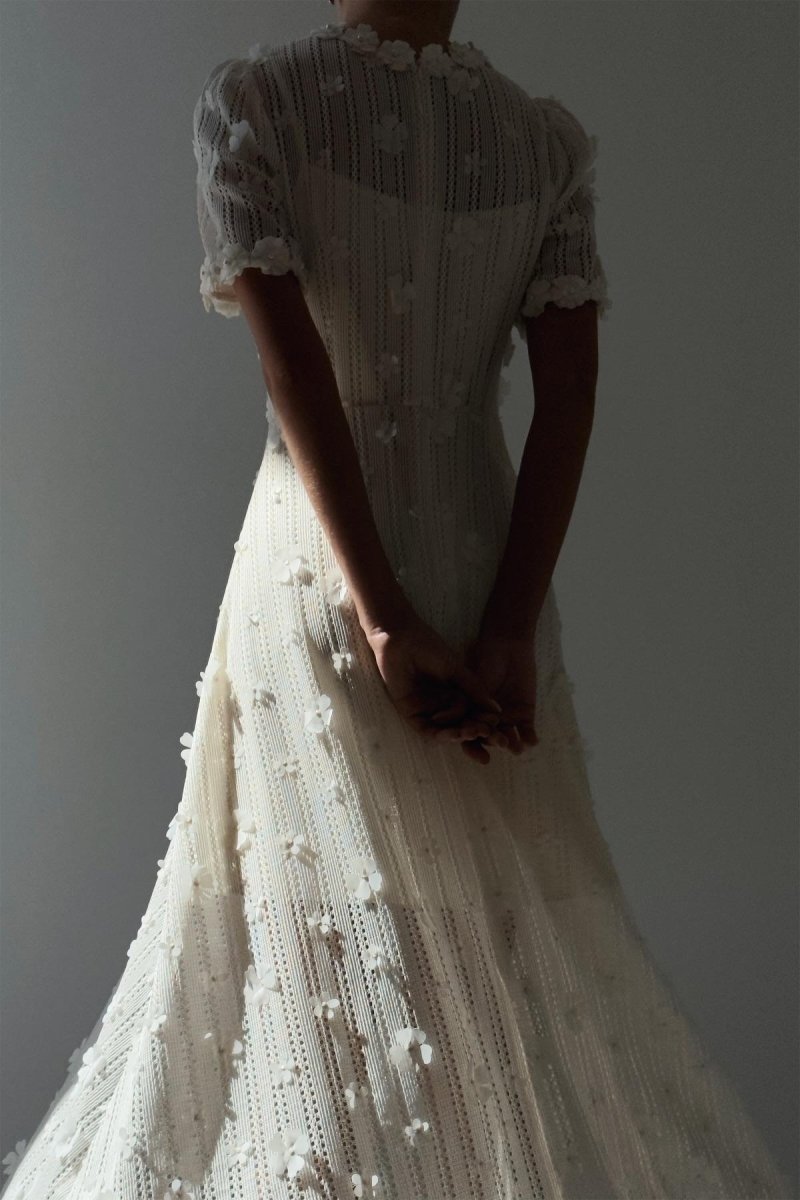 Knit Lace Embroidery Midi Dress - View 2