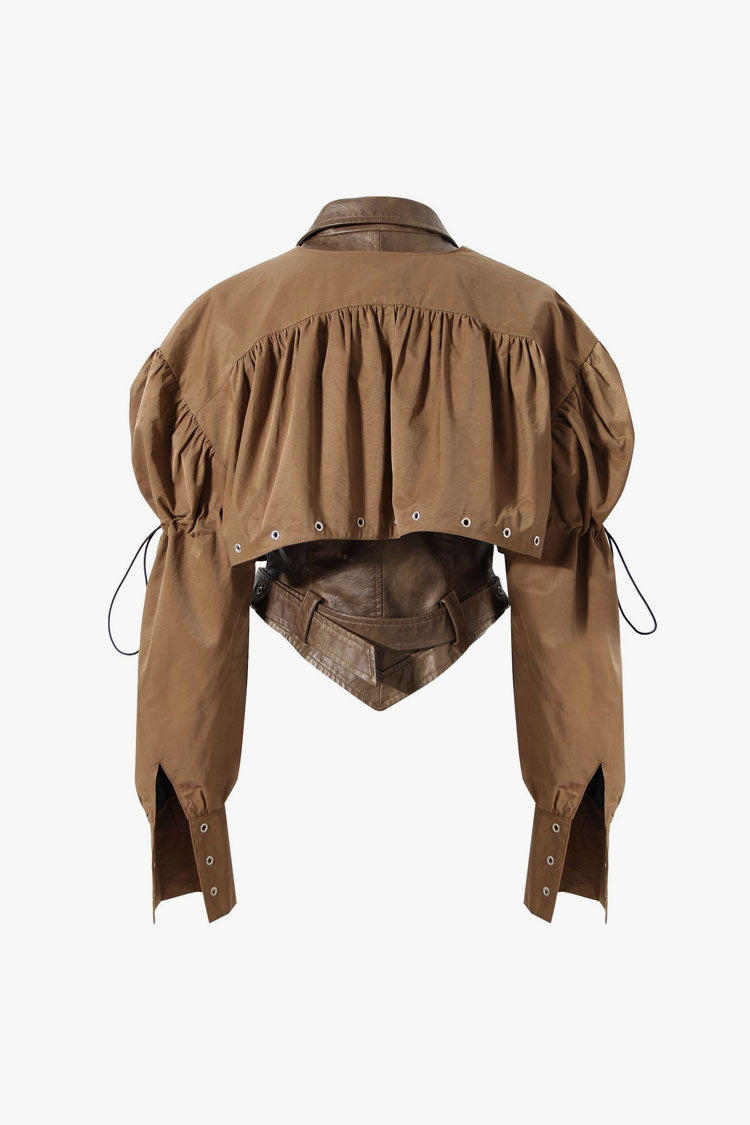 Rosedress Faux Leather Drawstring Vest Coat for Chic Style