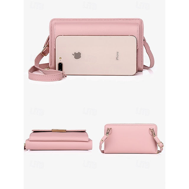 Phone Leather PU Crossbody Wristlet Mobile Bag