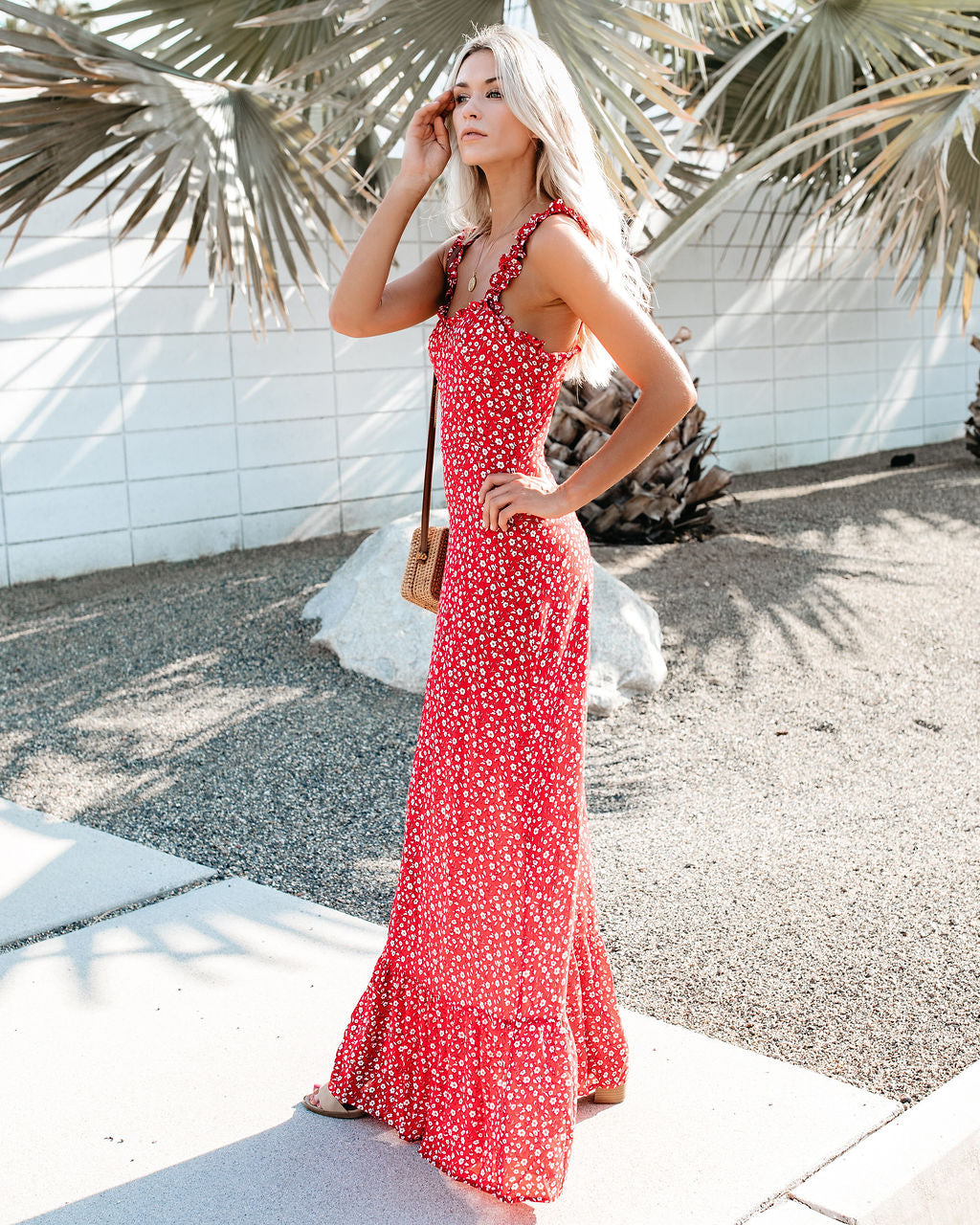 My Fair Lady Floral Ruffle Maxi Dress