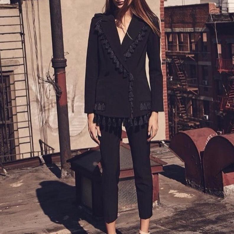 KittenAlarm - Myrtle Tassel Trim Blazer & Pants Set