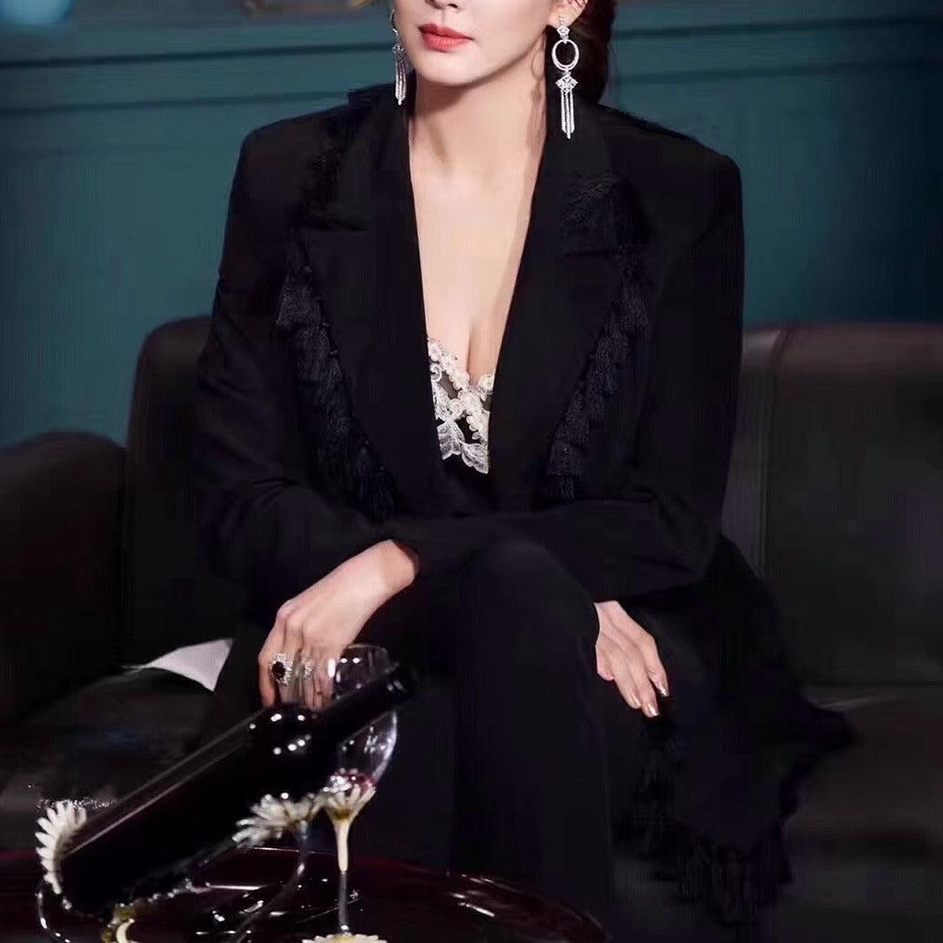 KittenAlarm - Myrtle Tassel Trim Blazer & Pants Set