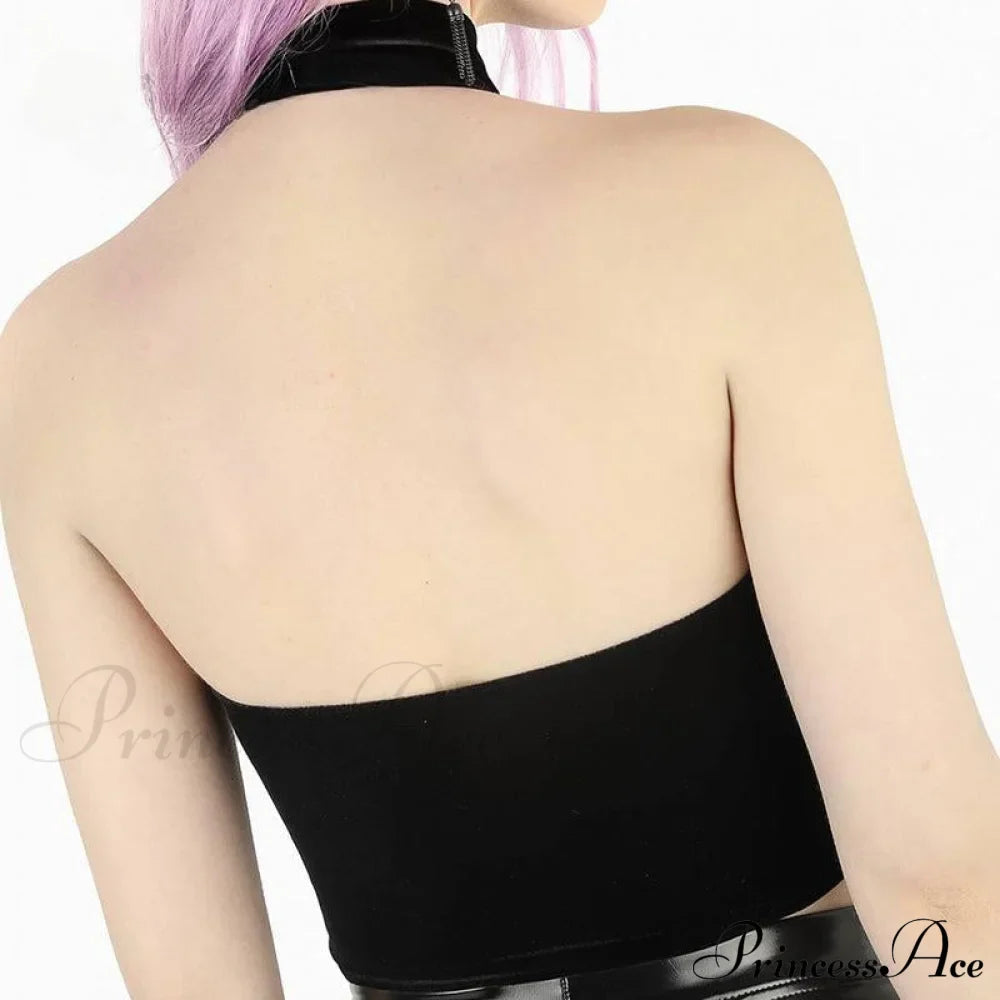 Mysterious Sexy Cross Gothic Casual Hollow Out Summer Crop Top