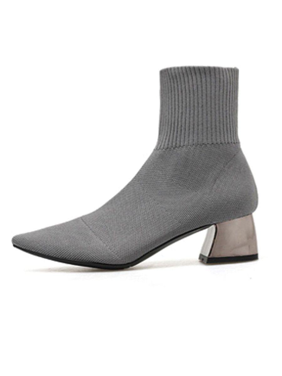 Natasha Ankle Toe Knitted Fabric Bootie - Fashion Pov