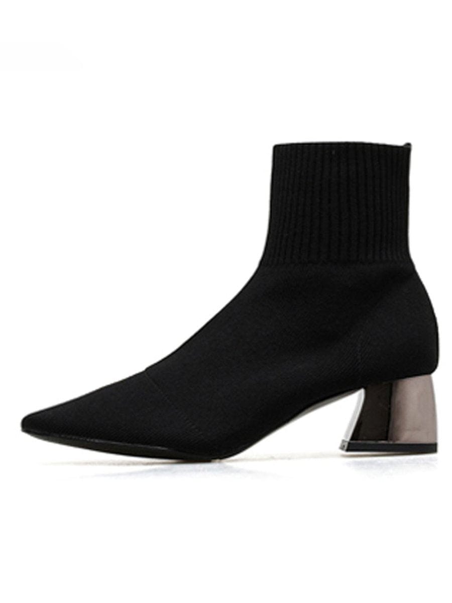 Natasha Ankle Toe Knitted Fabric Bootie - Fashion Pov