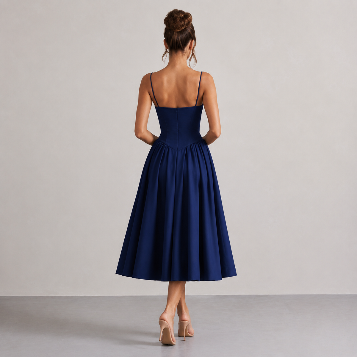 Sweetheart Bustier Fit and Flare Midi Dress 6