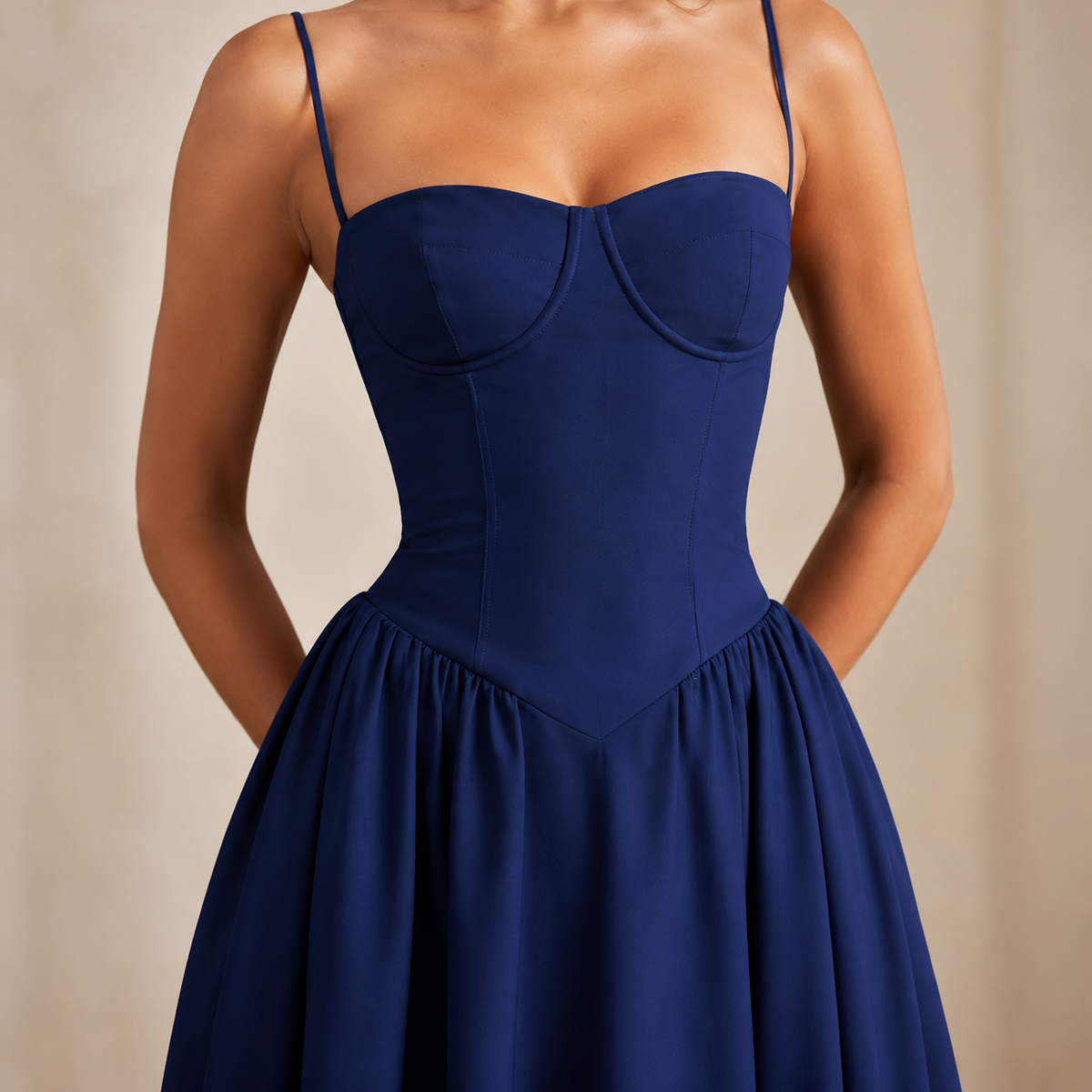 Sweetheart Bustier Fit and Flare Midi Dress 5