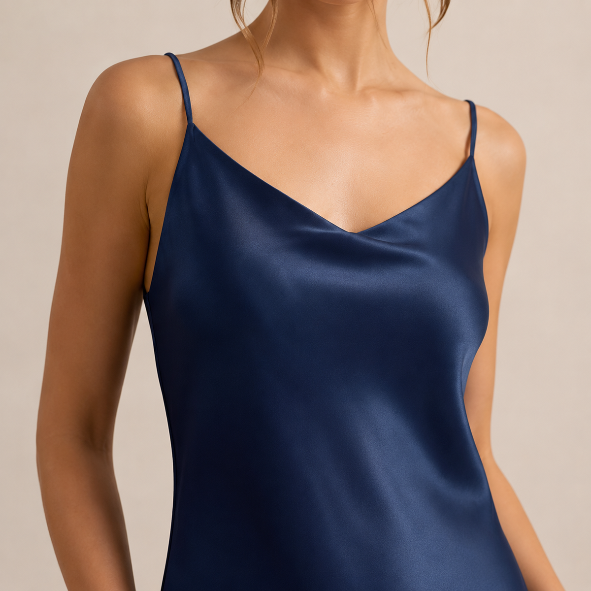 V-Neck Strappy Satin Slip Maxi Dress 17