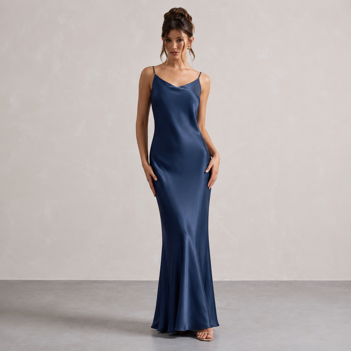 V-Neck Strappy Satin Slip Maxi Dress 16
