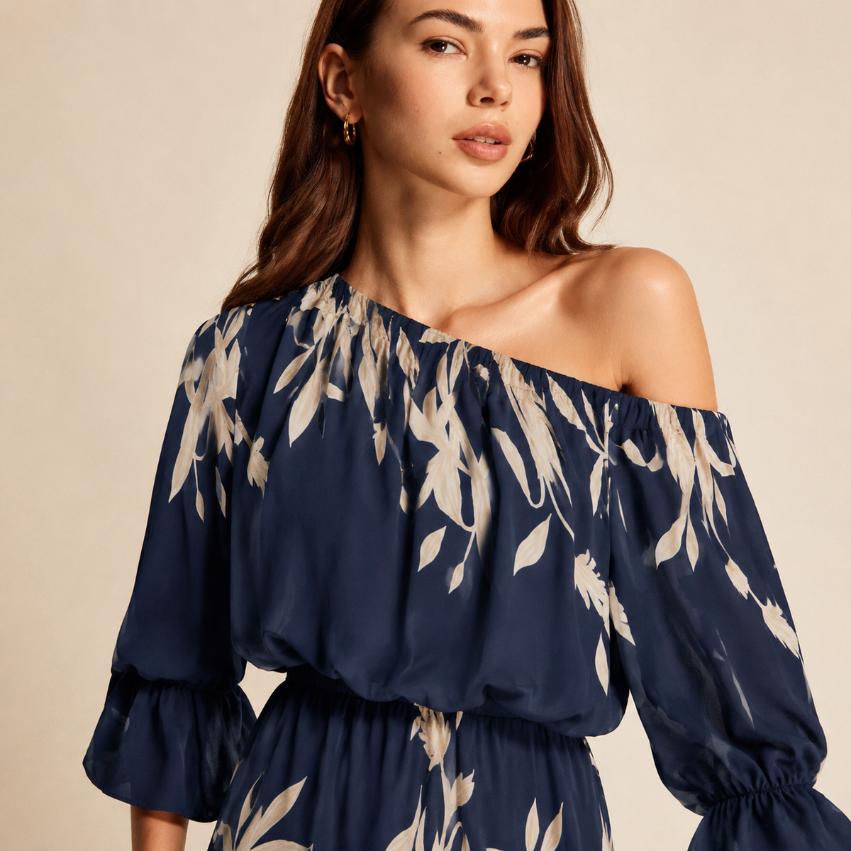 Floral Off Shoulder Bell Sleeve A-Line Midi Dress 11
