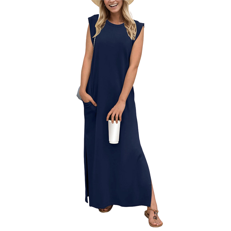 Crew Neck Sleeveless Side Split Maxi Dress 8
