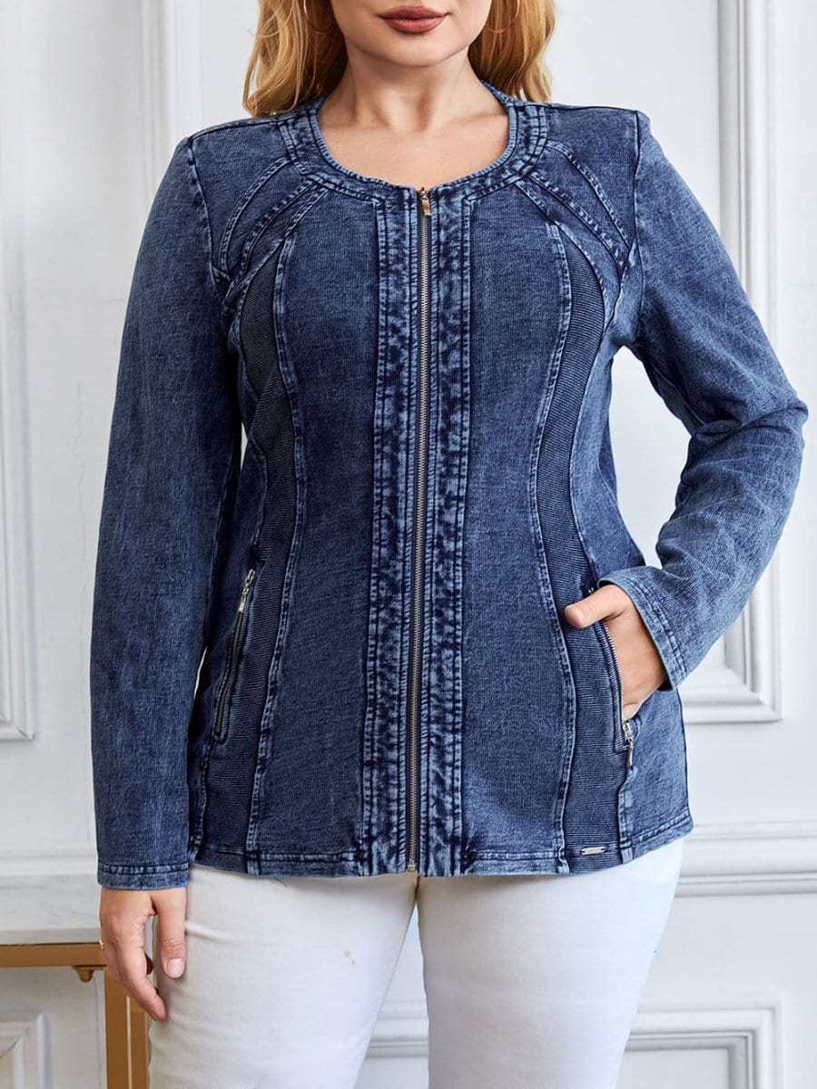 Denim Knitted Jacket - Fashionpara