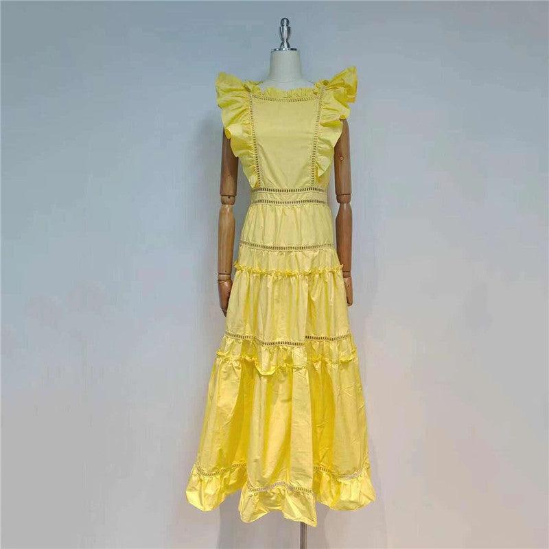 KittenAlarm - Nora Pleated Cap Sleeves Maxi Dress