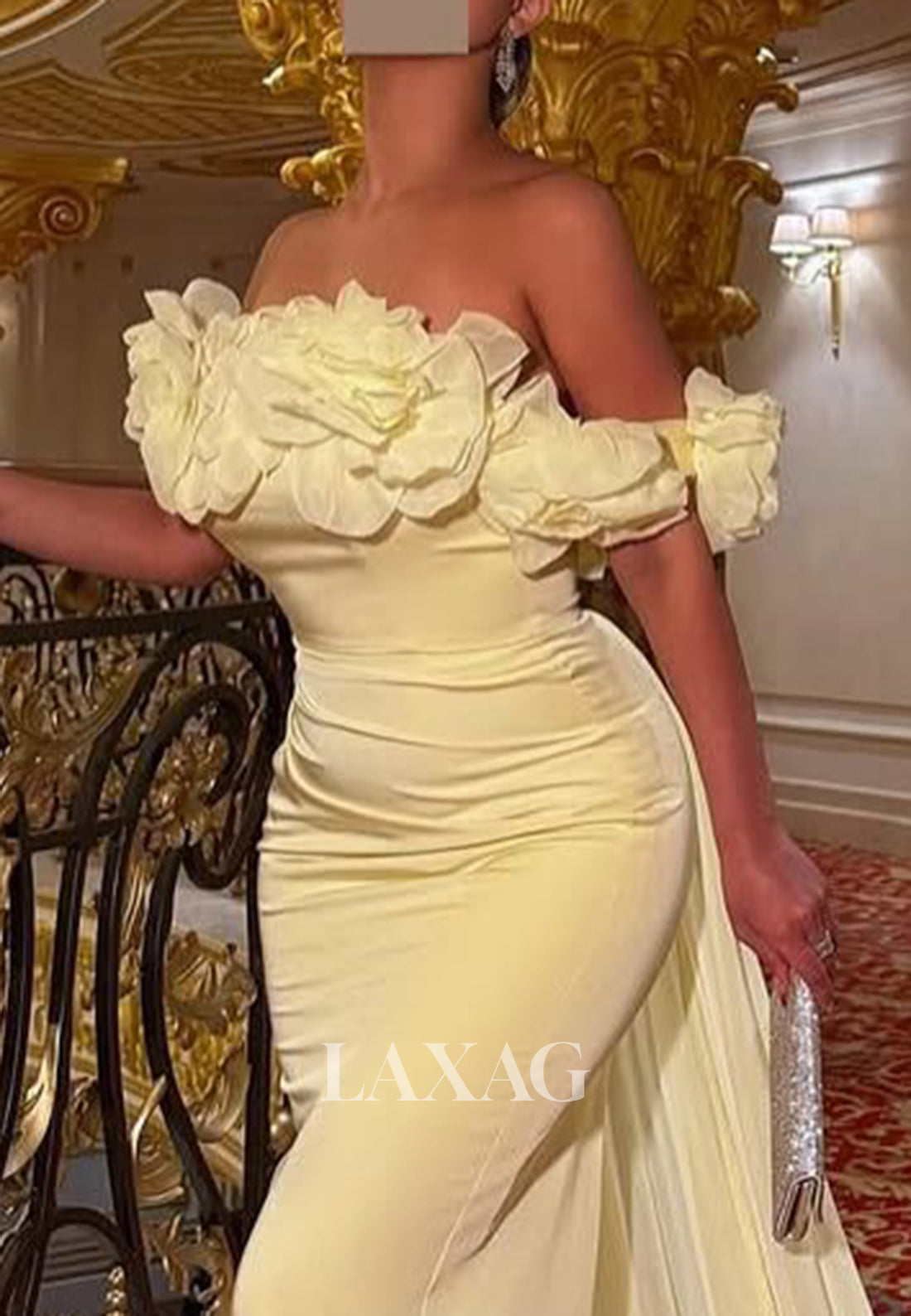 Floral Embellished Tube Top Formal Gowns Sleeveless Floor-Length Satin Evening Dress